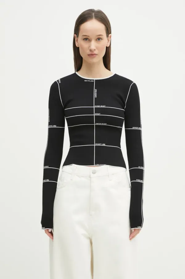 Vetements Pulover VETEMENTS Knitted Longsleeve za žene, boja: crna, lagani, WA66KN110X