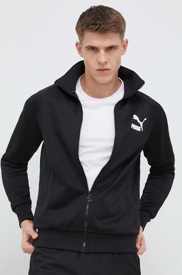 Puma Dukserica Puma Iconic T7 za muškarce, boja: crna, glatka, 530094-01