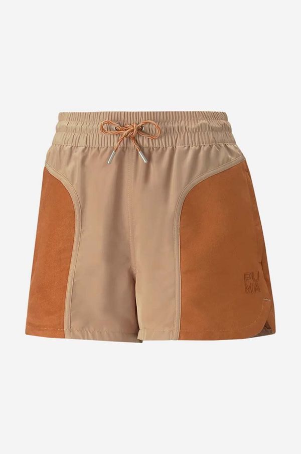 Puma Kratke hlače Puma za žene, boja: bež, s uzorkom, visoki struk, 538356.89-beige