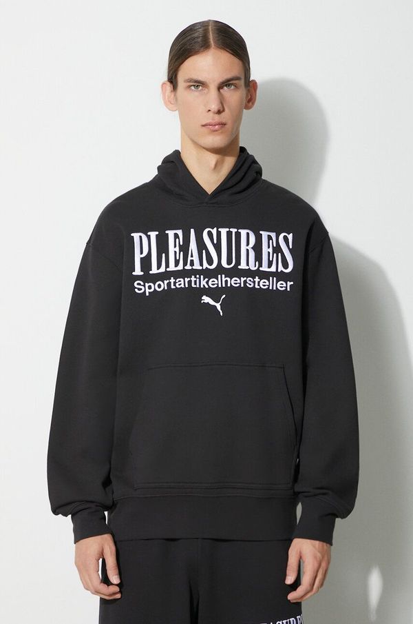 Puma Pamučna dukserica Puma PUMA x PLEASURES Graphic Hoodie za muškarce, boja: crna, s kapuljačom, s tiskom, 620879