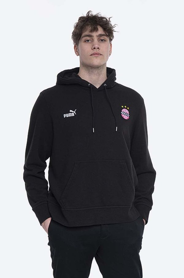 Puma Pamučna dukserica Puma x Kidsuper Studios za muškarce, boja: crna, s kapuljačom, s aplikacijom, 530408.01-black