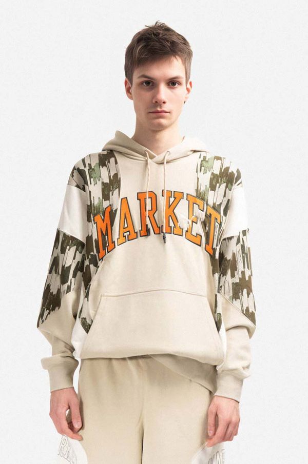 Puma Pamučna dukserica Puma x Market za muškarce, boja: bež, s kapuljačom, s uzorkom, 535083.64-cream