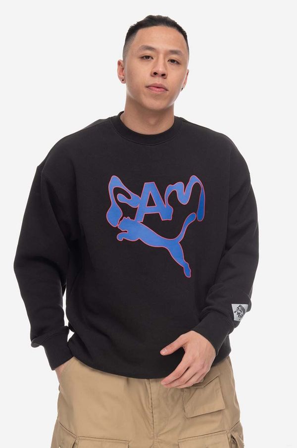 Puma Pamučna dukserica Puma za muškarce, boja: crna, s tiskom, 620231.01-black