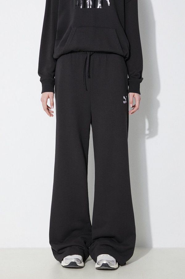 Puma Pamučni donji dio trenirke Puma BETTER CLASSIC boja: crna, bez uzorka, 624235