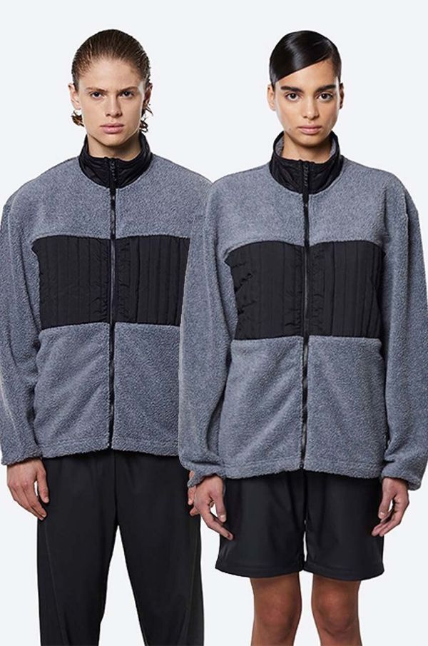 Rains Jakna Rains Fleece Jacket boja: siva, za prijelazno razdoblje, oversize, 1852.HEATHERGREY-HEATHER.GR