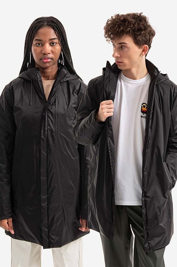 Rains Jakna Rains Padded Nylon Coat boja: crna, za prijelazno razdoblje, oversize, 15480.BLACK-BLACK