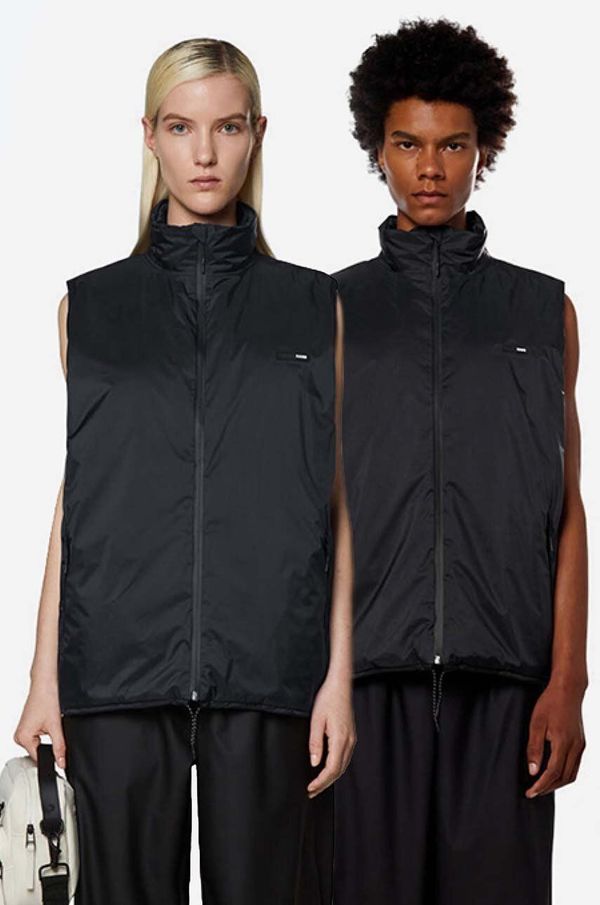 Rains Prsluk Rains Oadded Nylon Vest boja: crna, za prijelazno razdoblje, 15460.BLACK-BLACK