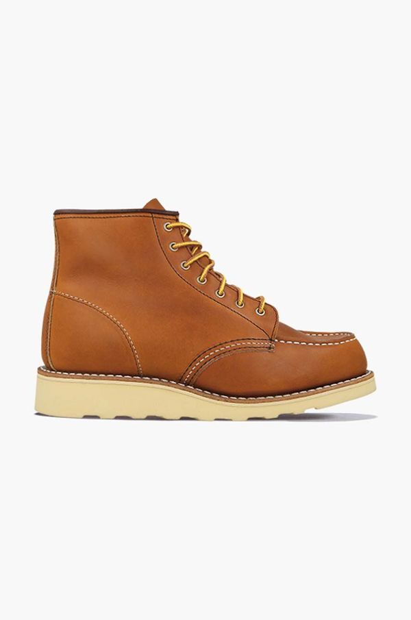 Red Wing Kožne gležnjače Red Wing 6-inch Moc Toe za žene, boja: smeđa, ravni potplat, 3375