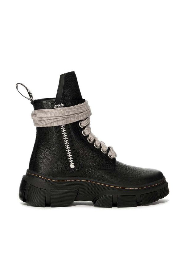 Rick Owens Kožne gležnjače Rick Owens x Dr. Martens 1460 Jumbo Lace Boot za žene, boja: crna, ravni potplat, DW01D7810