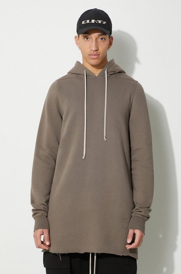 Rick Owens Pamučna dukserica Rick Owens Pullover Hoodie za muškarce, boja: smeđa, s kapuljačom, bez uzorka, DU01D1285.F.34