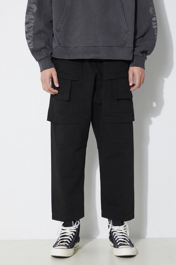 Rick Owens Pamučne hlače Rick Owens Woven Pants Creatch Cargo Cropped Drawstring boja: crna, ravni kroj, DU01D1371.CB.09