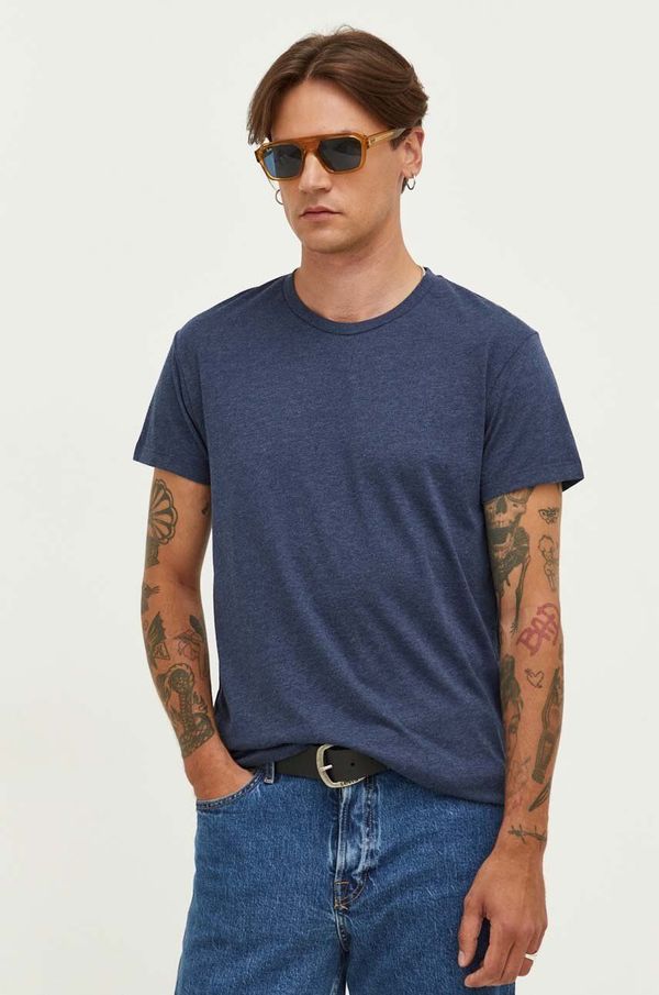 Samsoe Samsoe Pamučna majica Samsoe Samsoe boja: tamno plava, bez uzorka