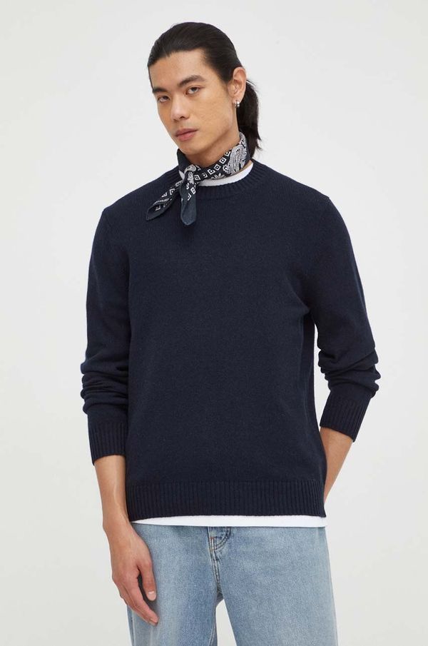 Samsoe Samsoe Vuneni pulover Samsoe Samsoe za muškarce, boja: tamno plava