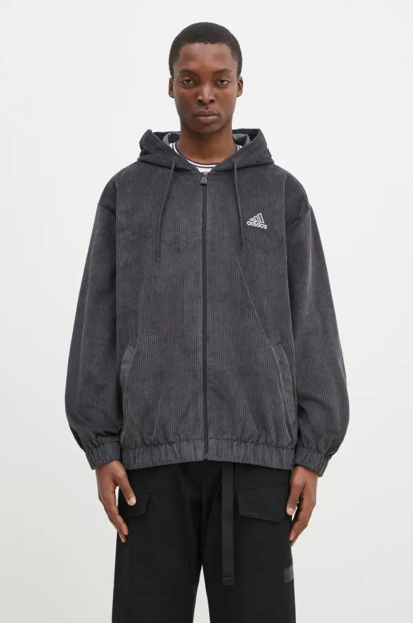adidas Originals Samtana bluza adidas Originals Cord Hoodie boja: siva, s kapuljačom, bez uzorka, JD5393