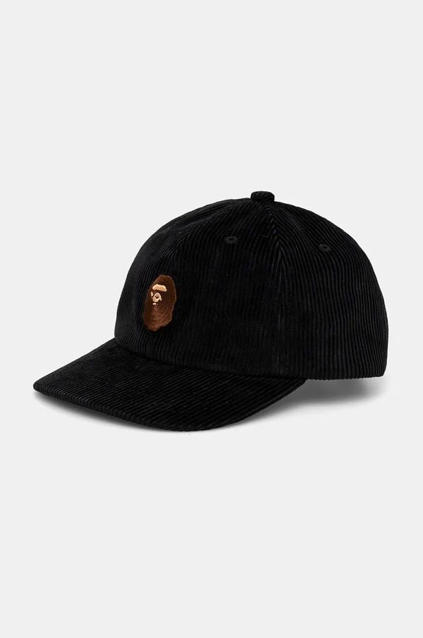 A Bathing Ape Samtana kapa sa šiltom A Bathing Ape Ape Head Corduroy Cap boja: crna, s aplikacijom, 1K80180004