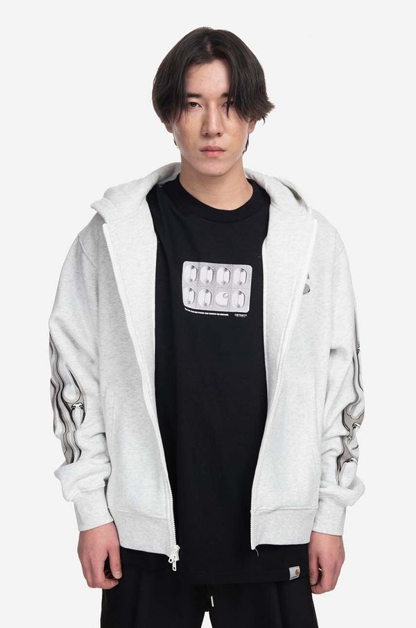 STAMPD Dukserica STAMPD za muškarce, boja: siva, s kapuljačom, s uzorkom, SLA.M3106HD-OHG