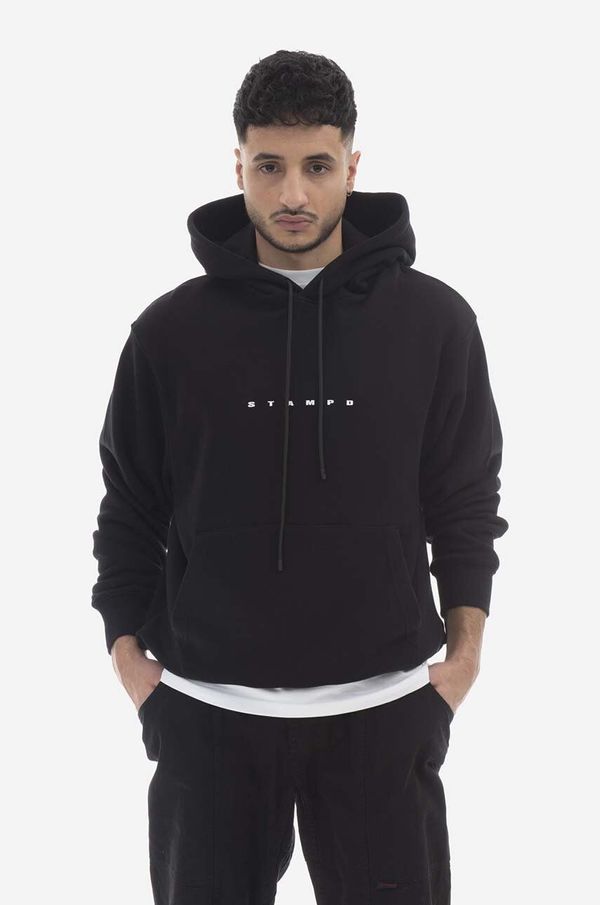 STAMPD Pamučna dukserica STAMPD za muškarce, boja: crna, s kapuljačom, s tiskom, SLA.M3202HD-BLK