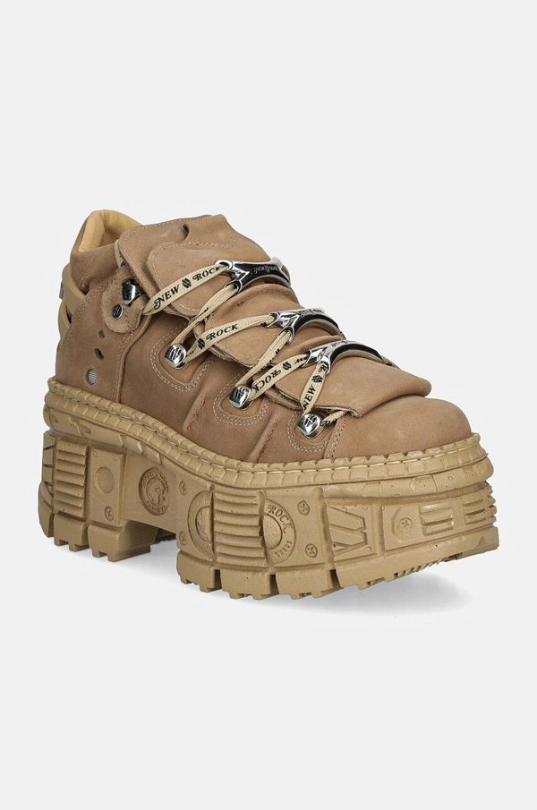New Rock Tenisice od nubuk kože New Rock SOFTY SAFARI TANK CASCO CUERDA boja: bež, M-106WALL-C10