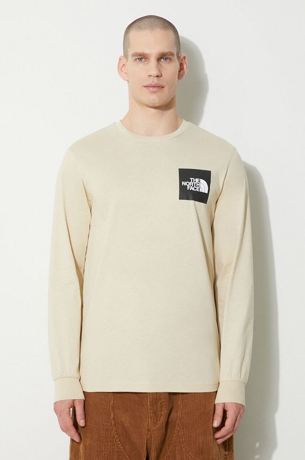 The North Face Pamučna majica dugih rukava The North Face M L/S Fine Tee boja: bež, s tiskom, NF0A87NC3X41