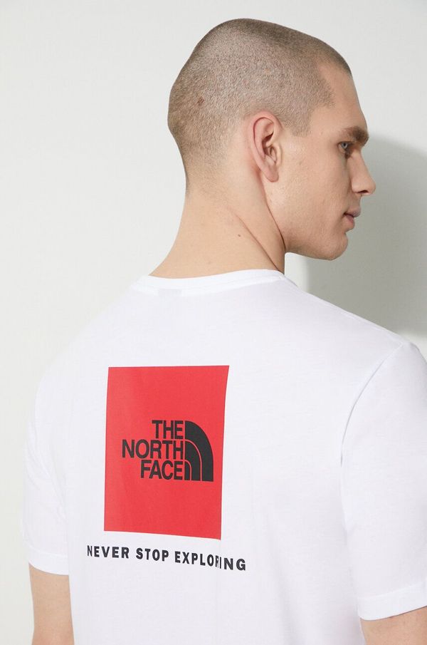 The North Face Pamučna majica The North Face M S/S Redbox Tee za muškarce, boja: bijela, s tiskom, NF0A87NPFN41