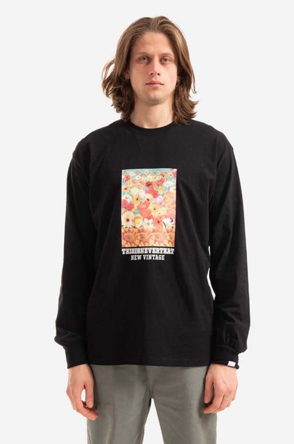 thisisneverthat Pamučna majica dugih rukava thisisneverthat Flower Collage L/S Tee boja: crna, s tiskom, TN221TTSLT04-BLACK