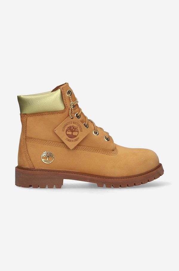 Timberland Čizme od brušene kože Timberland Premium za žene, boja: smeđa, ravni potplat, s polutoplom podstavom, A5SZD-BROWN