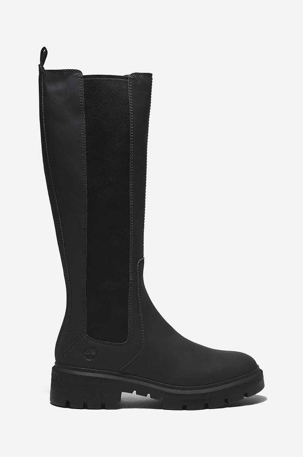 Timberland Kožne čizme Timberland Cortina Valley Tall za žene, boja: crna, ravni potplat, A5NGB-BLACK
