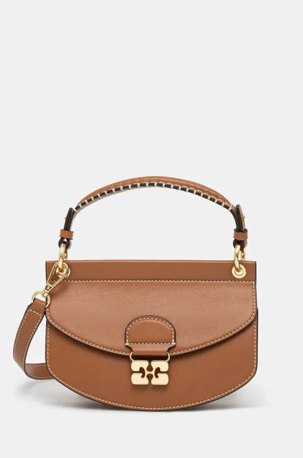 GANNI Torba GANNI Apo-G Bag Mini Top Handle boja: smeđa, A6351