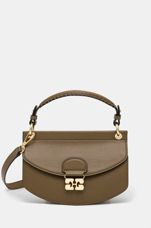 GANNI Torba GANNI Apo-G Bag Mini Top Handle boja: zelena, A6353