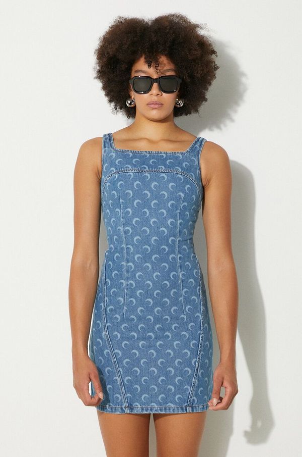 Marine Serre Traper haljina Marine Serre Moon Laser Denim Mini Dress mini, širi se prema dolje, WDR056A