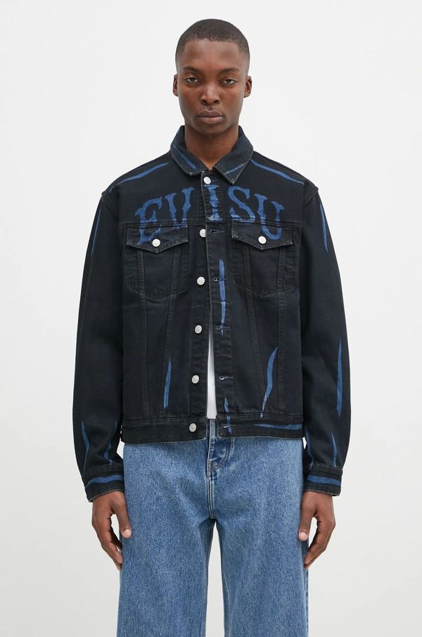 Evisu Traper jakna Evisu Daicock Print za muškarce, boja: crna, za prijelazno razdoblje, 2EAHTM4DJ1005