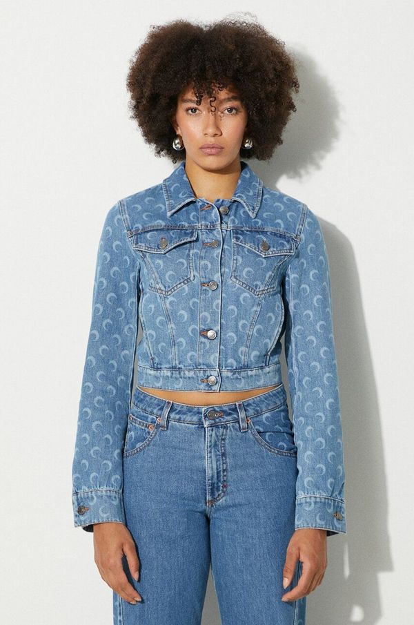 Marine Serre Traper jakna Marine Serre Moon Laser Denim Cropped Jacket za žene, za prijelazno razdoblje, WJA041A