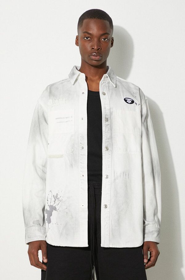 AAPE Traper košulja AAPE za muškarce, boja: bijela, relaxed, s klasičnim ovratnikom, AAPSTM8480XAM