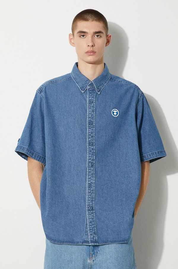 AAPE Traper košulja AAPE za muškarce, boja: zelena, relaxed, s klasičnim ovratnikom, AAPSTM8480XXM