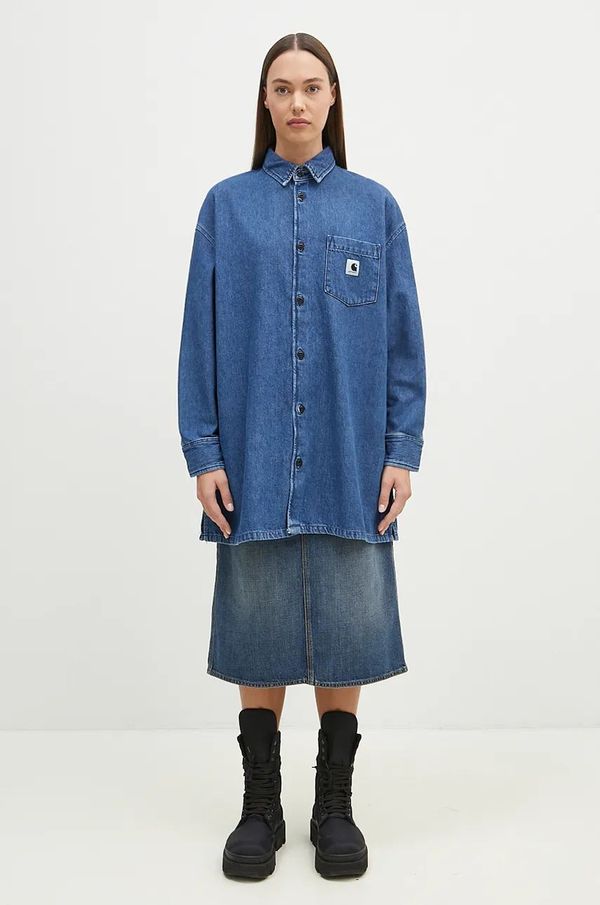 Carhartt WIP Traper košulja Carhartt WIP Glennon Shirt Jac za žene, relaxed, s klasičnim ovratnikom, I033775.0106