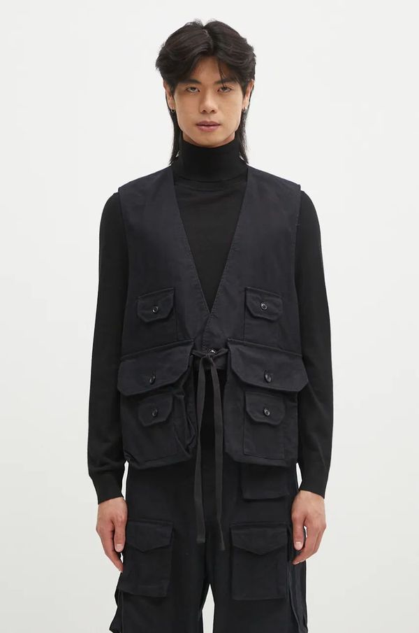Engineered Garments Traper prsluk Engineered Garments Fowl Vest za muškarce, boja: crna, za prijelazno razdoblje, 24F1C002