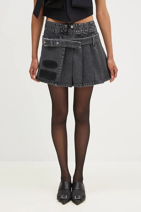 Ambush Traper suknja AMBUSH Denim Pleats Skirt boja: crna, mini, širi se prema dolje, BWYF002F24DEN0011100