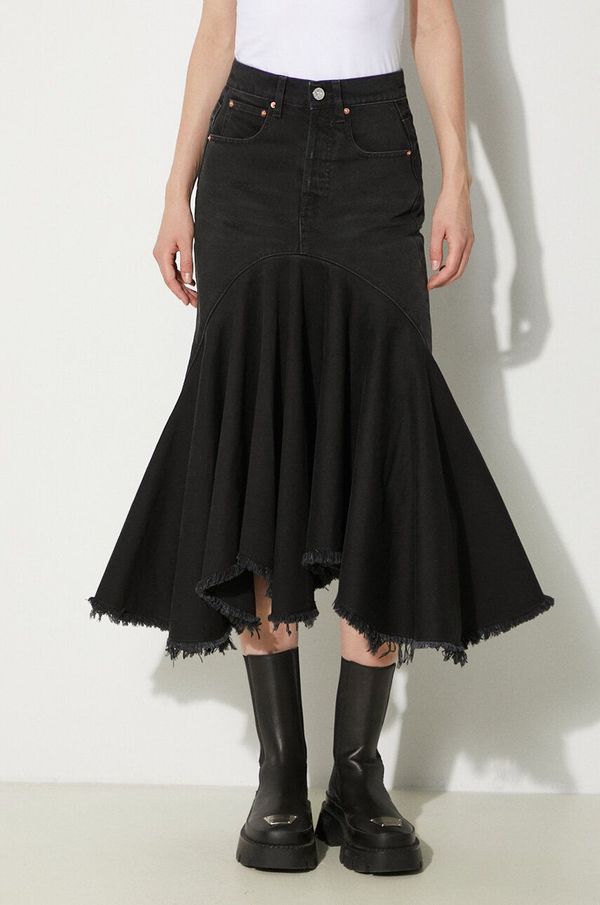 Vetements Traper suknja VETEMENTS Denim Midi Skirt boja: crna, mini, širi se prema dolje, WE64SK700B