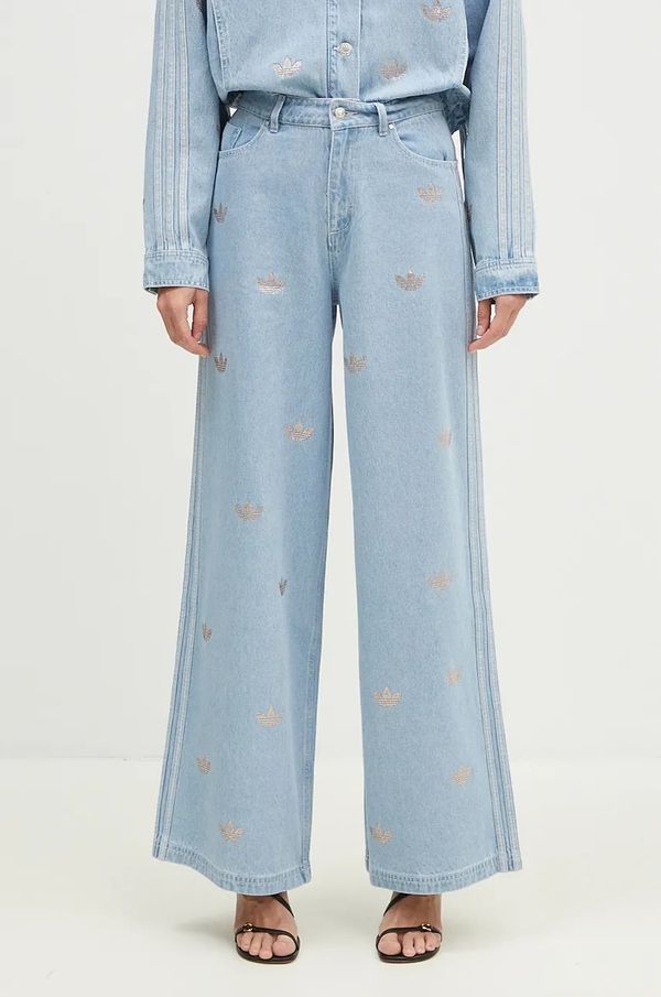adidas Originals Traperice adidas Originals Femme Galore Denim Rhinestone Pants za žene, visoki struk, JN3020