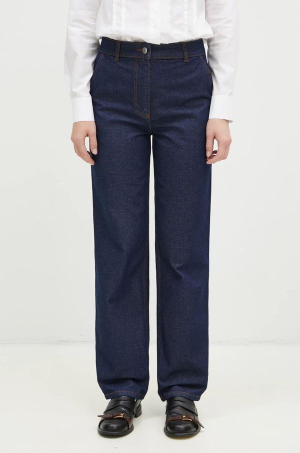 Maison Kitsuné Traperice Maison Kitsuné Straight Denim za žene, visoki struk, NW01113WW0081