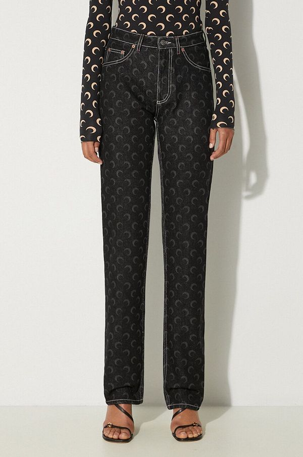 Marine Serre Traperice Marine Serre Moon Laser Denim Loose Jeans za žene, visoki struk, WPA128A.RDEN0001