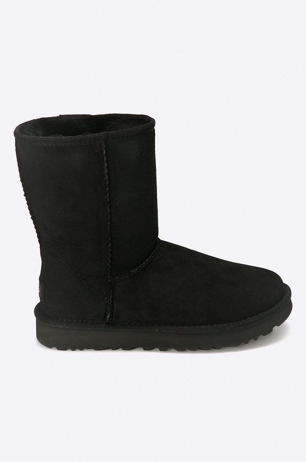 Ugg Cipele UGG Classic Short II za žene, boja: crna, ravna potpetica, s toplom podstavom, 1016223.BLK