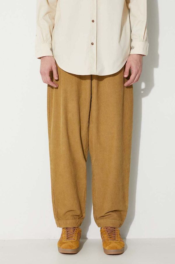 Universal Works Hlače od samta Universal Works Braga Pant boja: bež, ravni kroj, 29185