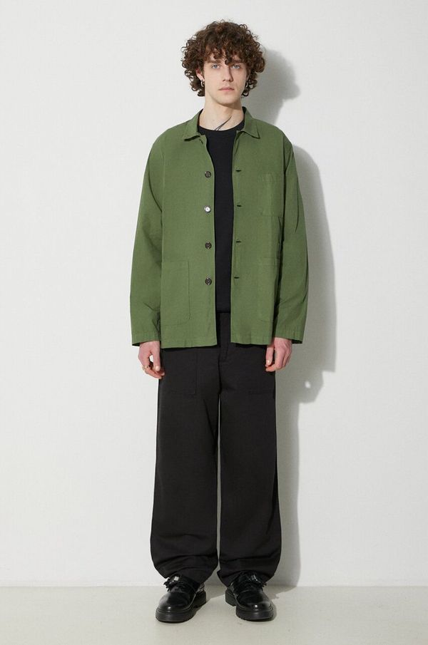 Universal Works Pamučna košulja Universal Works Bakers Overshirt za muškarce, boja: zelena, relaxed, s klasičnim ovratnikom, 30680.BIRCH