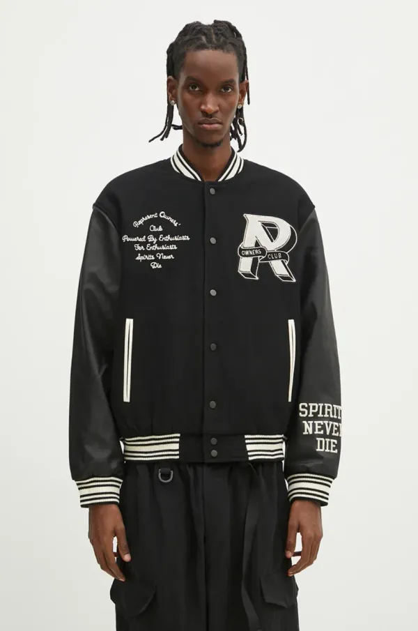Represent Vunena bomber jakna Represent Owners Club Varsity Jacket boja: crna, za prijelazno razdoblje, MLM100231.01