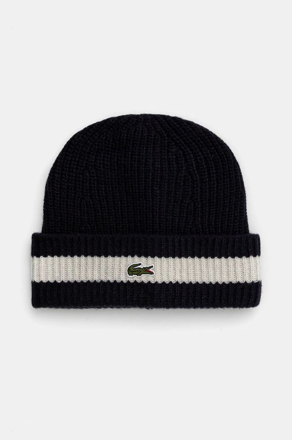 Lacoste Vunena kapa Lacoste boja: tamno plava, od tanke pletenine, vunena