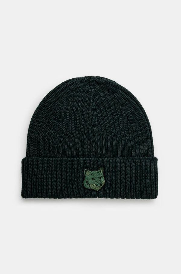 Maison Kitsuné Vunena kapa Maison Kitsuné Bold Fox Head boja: zelena, od tanke pletenine, vunena, MM06111KT1022