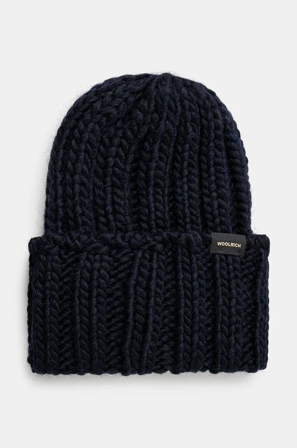 Woolrich Vunena kapa Woolrich Chunky Beanie boja: tamno plava, od debelog pletiva, vunena, CFWWAC0196FRUF0766
