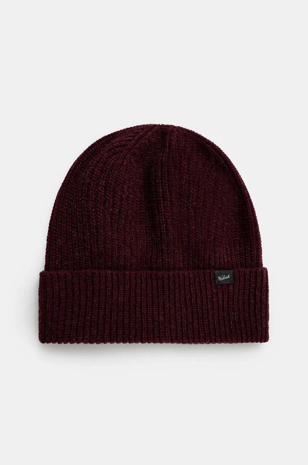 Woolrich Vunena kapa Woolrich Knitted Ribbed Beanie boja: bordo, vunena, CFWOAC0331MRUF0659