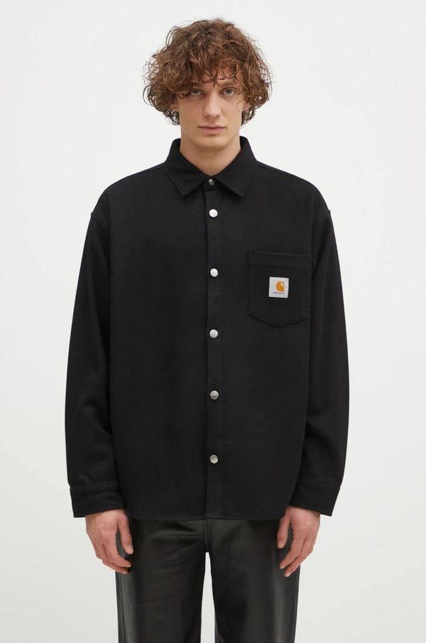 Carhartt WIP Vunena košulja Carhartt WIP Torin Shirt Jac boja: crna, relaxed, s klasičnim ovratnikom, I033779.89XX